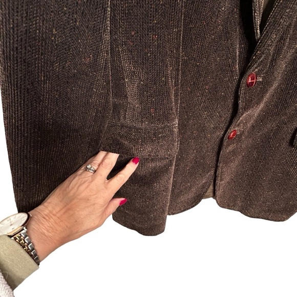 Boston Clipper Vtg Brown Mottled Soft Corduroy Two-Button Blazer Sz 44L - Picture 5 of 11